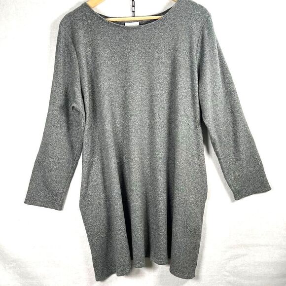 Pure Jill Dress Tunic Womens XL Gray Long Sleeves Short Shift 100% Cotton J Jill - Picture 1 of 8